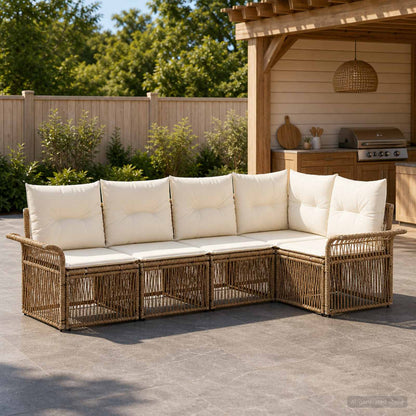 Set Divano da Giardino 5 pcs Beige polyrattan | homemem39
