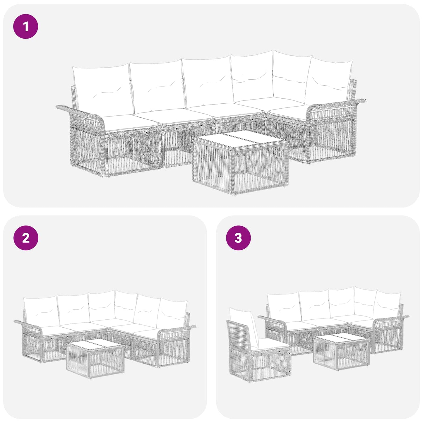 Set Divano da Giardino 6 pcs Nero polyrattan | homemem39