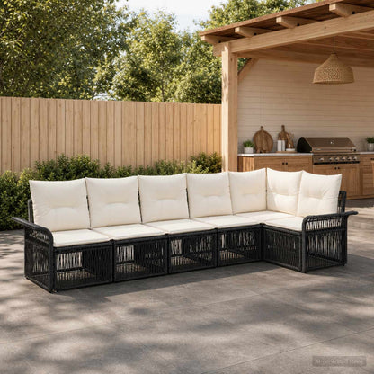 Set Divano da Giardino 6 pcs Nero polyrattan | homemem39