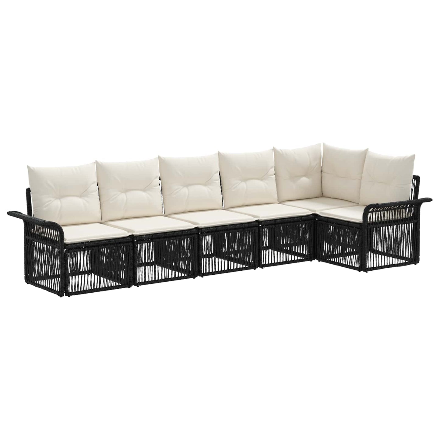 Set Divano da Giardino 6 pcs Nero polyrattan | homemem39