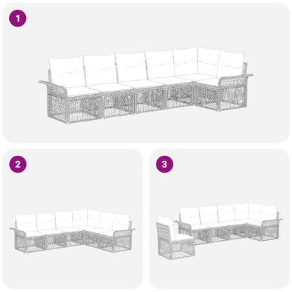Set Divano da Giardino 6 pcs Nero polyrattan | homemem39