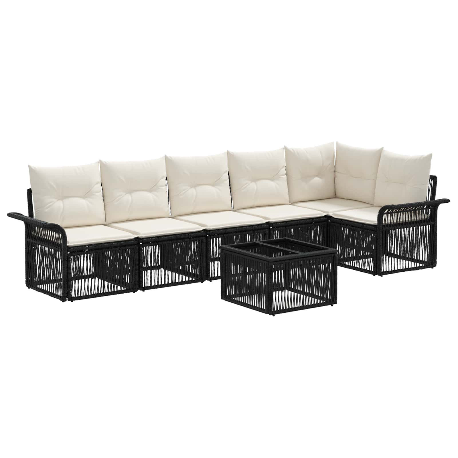 Set Divano da Giardino 7 pcs Nero polyrattan | homemem39
