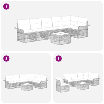 Set Divano da Giardino 7 pcs Grigio polyrattan | homemem39