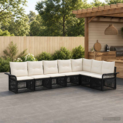 Set Divano da Giardino 7 pcs Nero polyrattan | homemem39