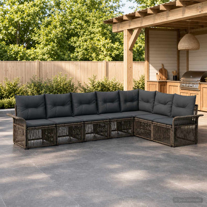 Set Divano da Giardino 7 pcs Grigio polyrattan | homemem39