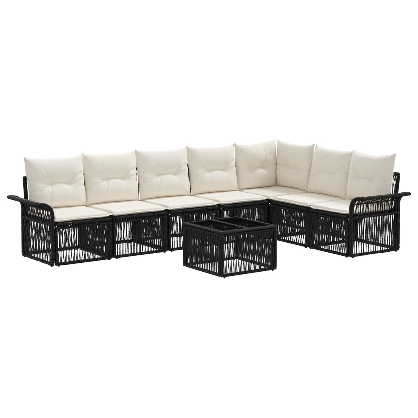 Set Divano da Giardino 8 pcs Nero polyrattan | homemem39