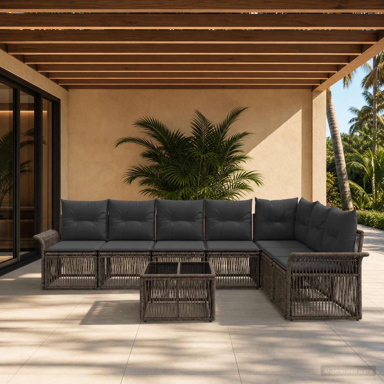 Set Divano da Giardino 8 pcs Grigio polyrattan | homemem39