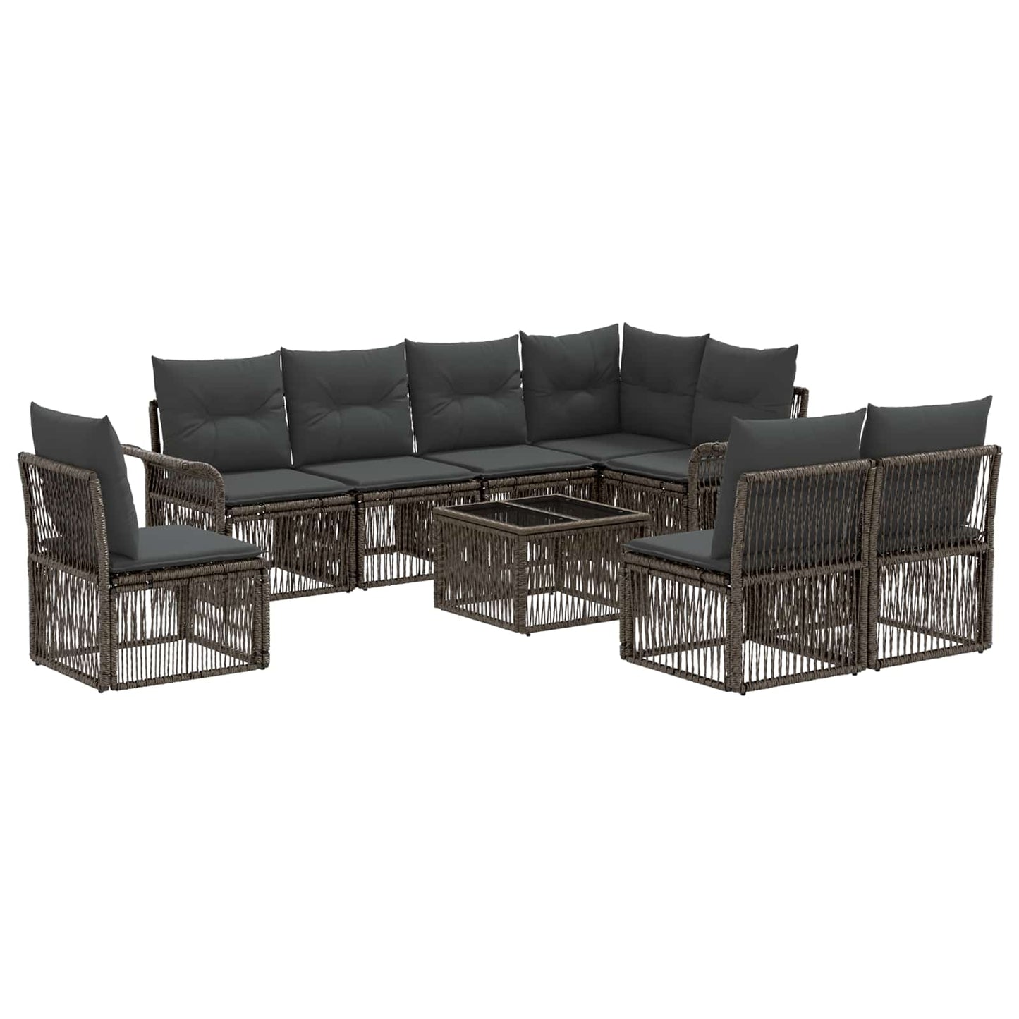 Set Divano da Giardino 9 pcs Grigio polyrattan | homemem39