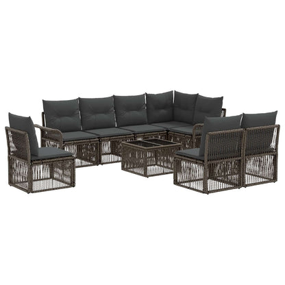 Set Divano da Giardino 9 pcs Grigio polyrattan | homemem39