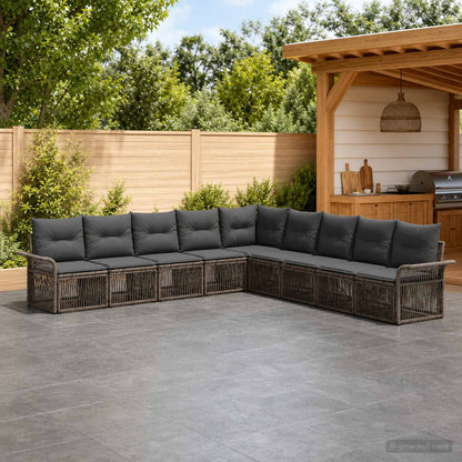 Set Divano da Giardino 9 pcs Grigio polyrattan | homemem39