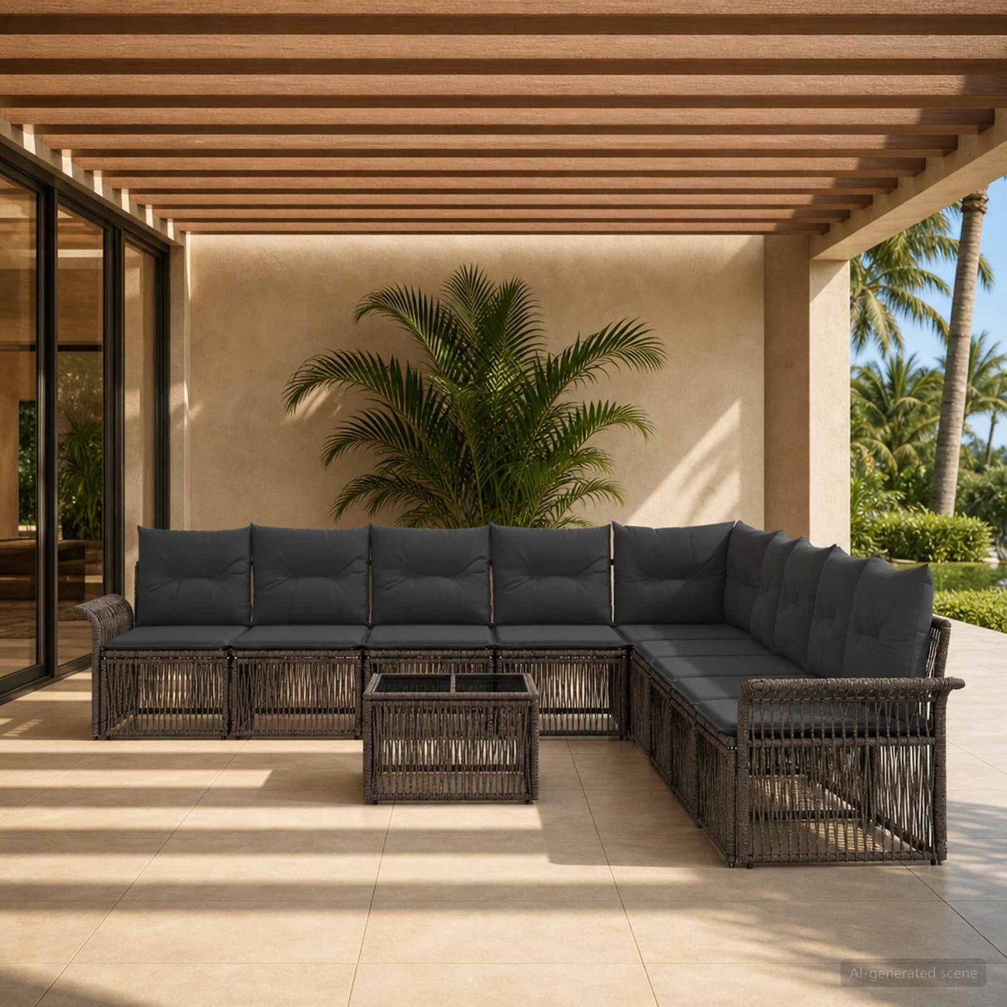 Set Divano da Giardino 10 pcs Grigio polyrattan | homemem39
