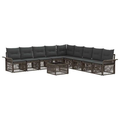 Set Divano da Giardino 10 pcs Grigio polyrattan | homemem39
