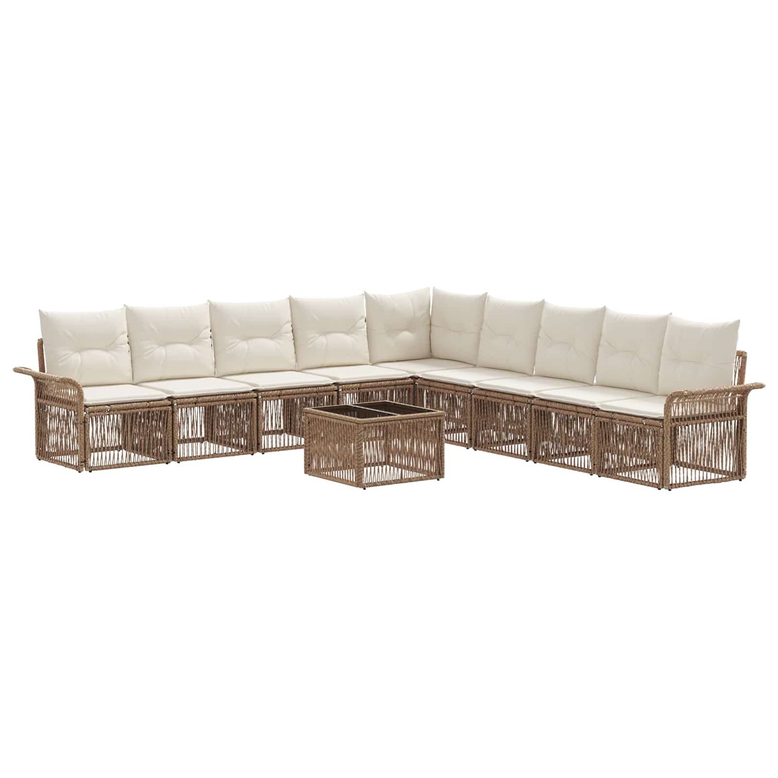 Set Divano da Giardino 10 pcs Beige polyrattan | homemem39
