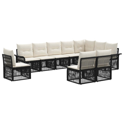Set Divano da Giardino 10 pcs Nero polyrattan | homemem39