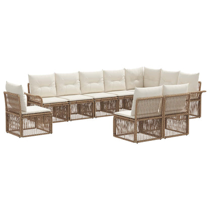 Set Divano da Giardino 10 pcs Beige polyrattan | homemem39