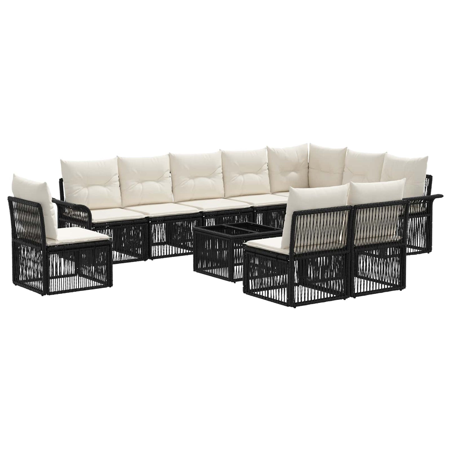 Set Divano da Giardino 11 pcs Nero polyrattan | homemem39