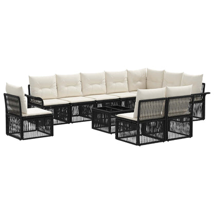 Set Divano da Giardino 11 pcs Nero polyrattan | homemem39