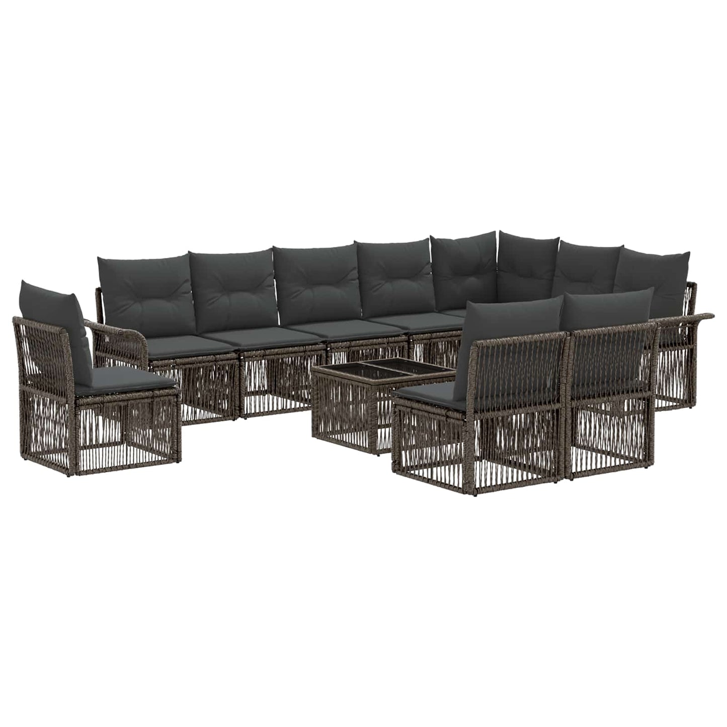 Set Divano da Giardino 11 pcs Grigio polyrattan | homemem39
