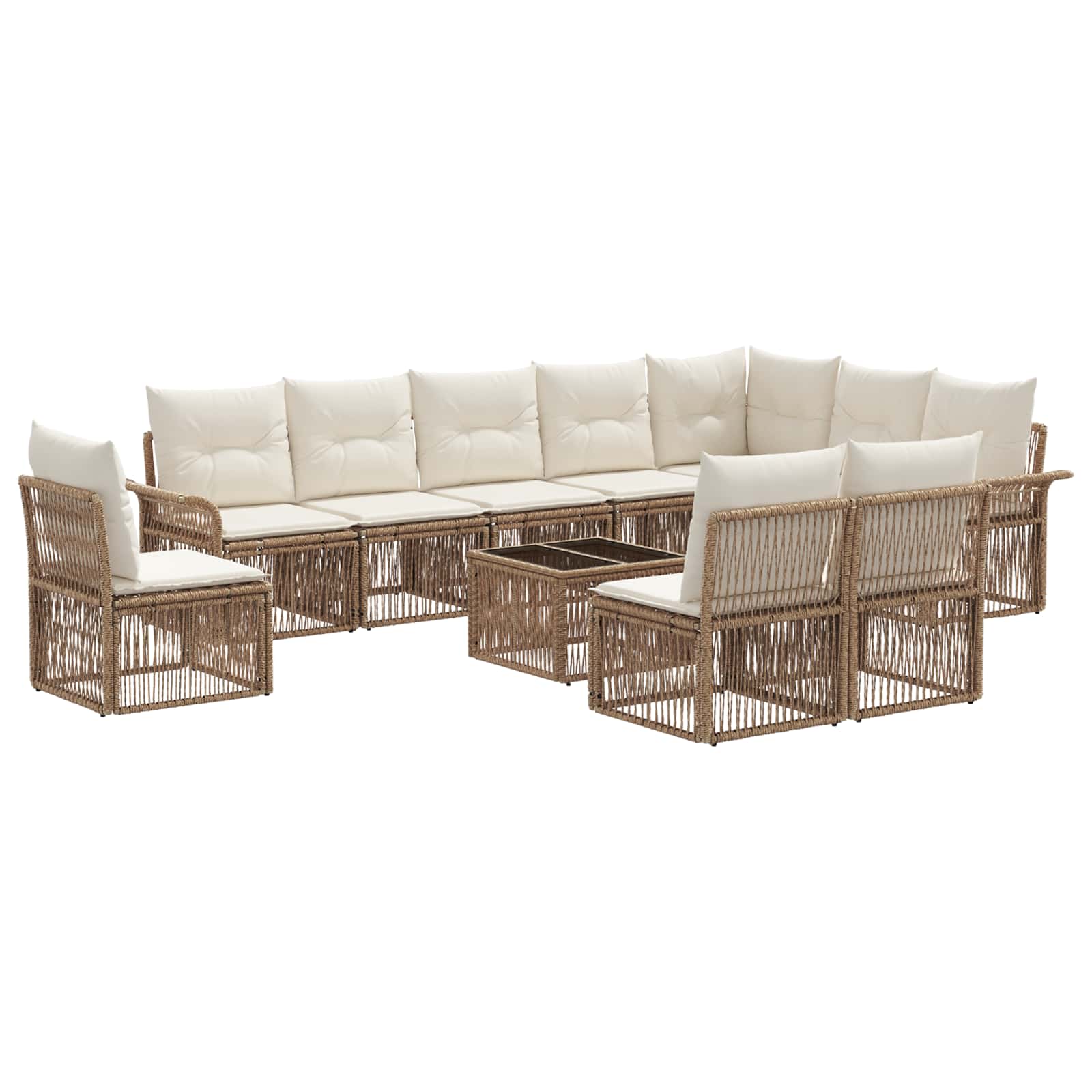Set Divano da Giardino 11 pcs Beige polyrattan | homemem39