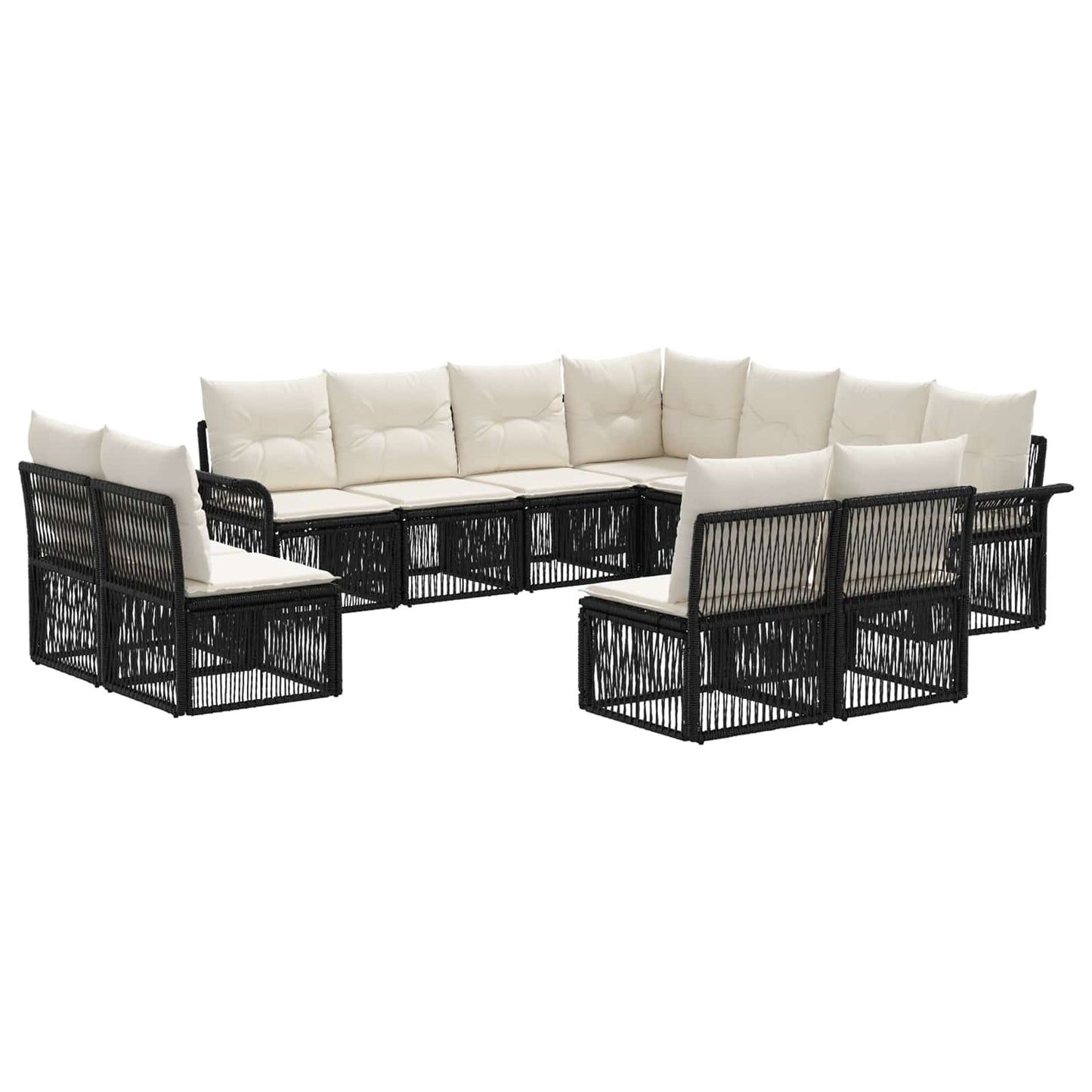 Set Divano da Giardino 11 pcs Nero polyrattan | homemem39