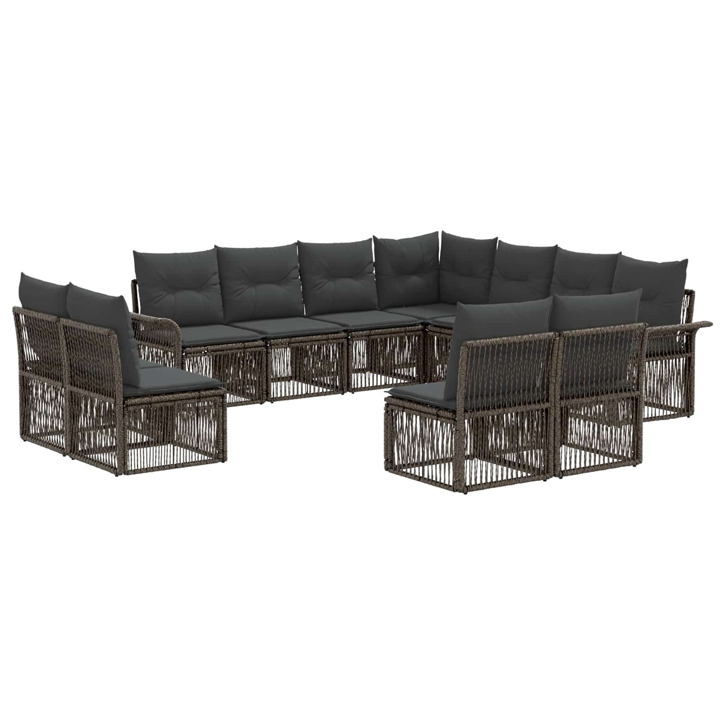 Set Divano da Giardino 11 pcs Grigio polyrattan | homemem39