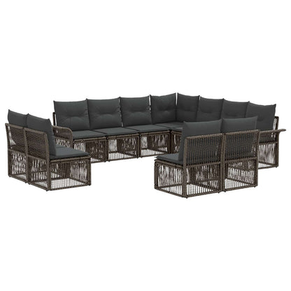 Set Divano da Giardino 11 pcs Grigio polyrattan | homemem39