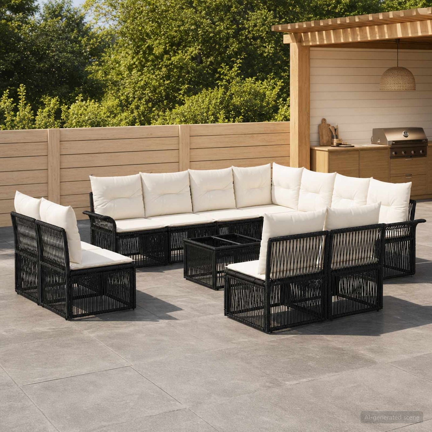 Set Divano da Giardino 12 pcs Nero polyrattan | homemem39