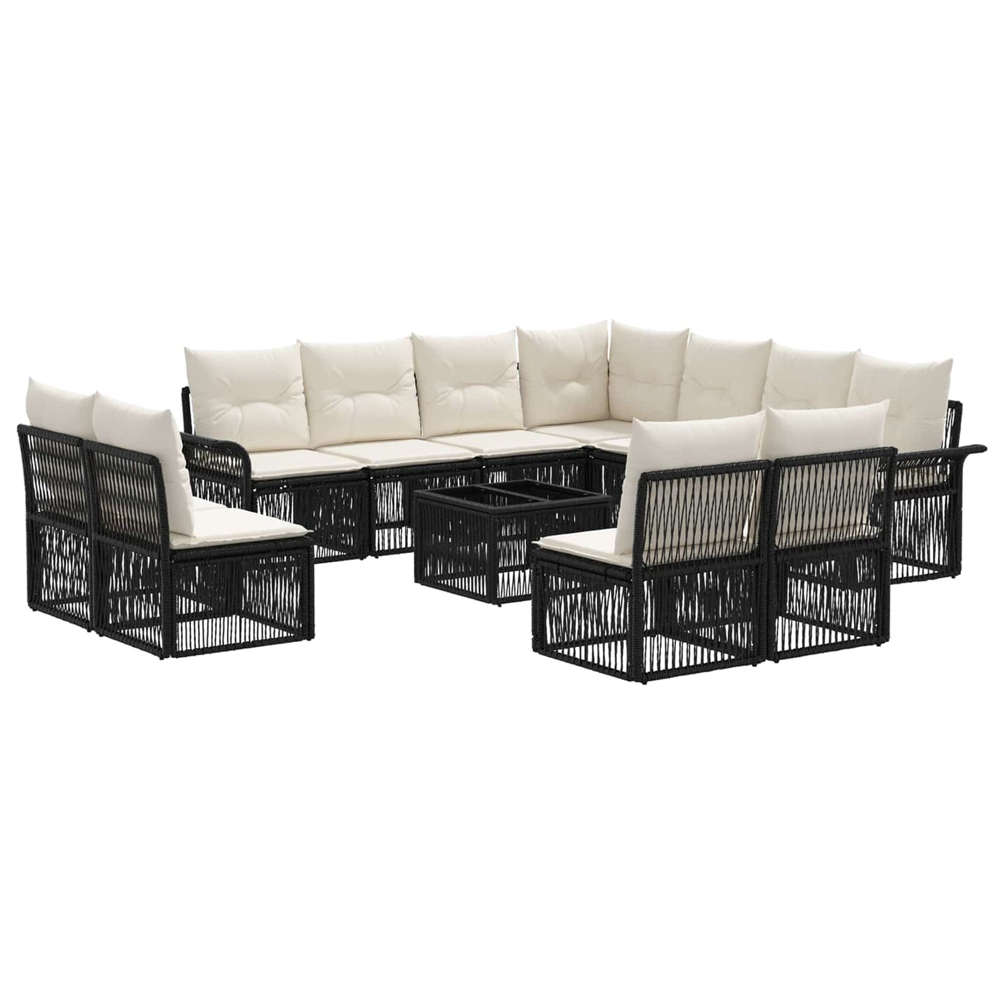 Set Divano da Giardino 12 pcs Nero polyrattan | homemem39