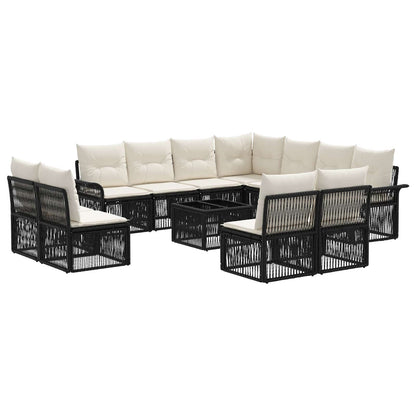 Set Divano da Giardino 12 pcs Nero polyrattan | homemem39
