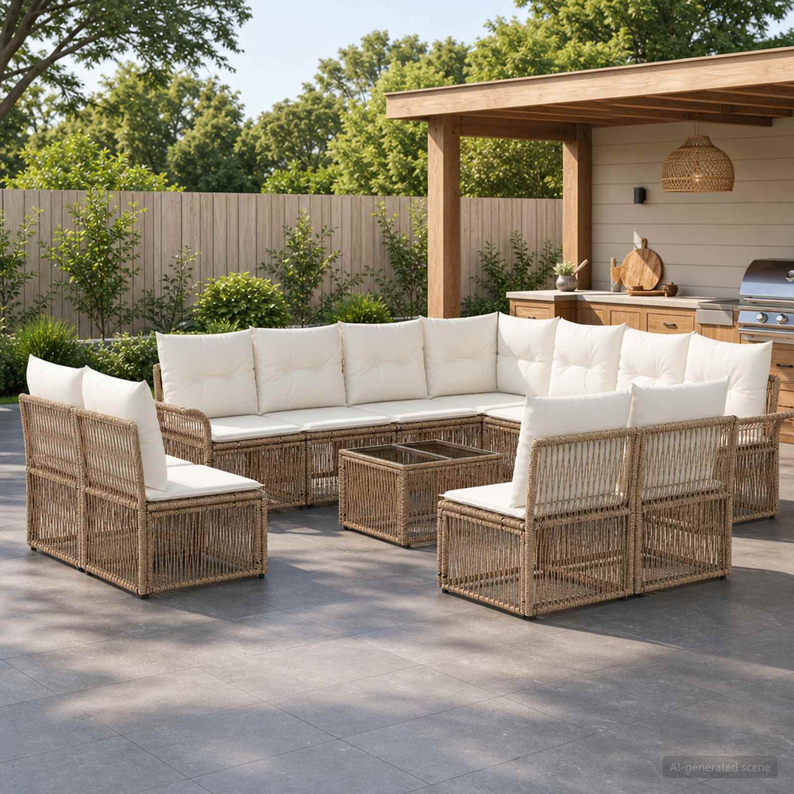 Set Divano da Giardino 12 pcs Beige polyrattan | homemem39