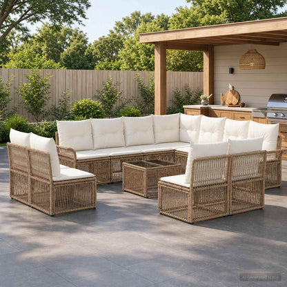 Set Divano da Giardino 12 pcs Beige polyrattan | homemem39
