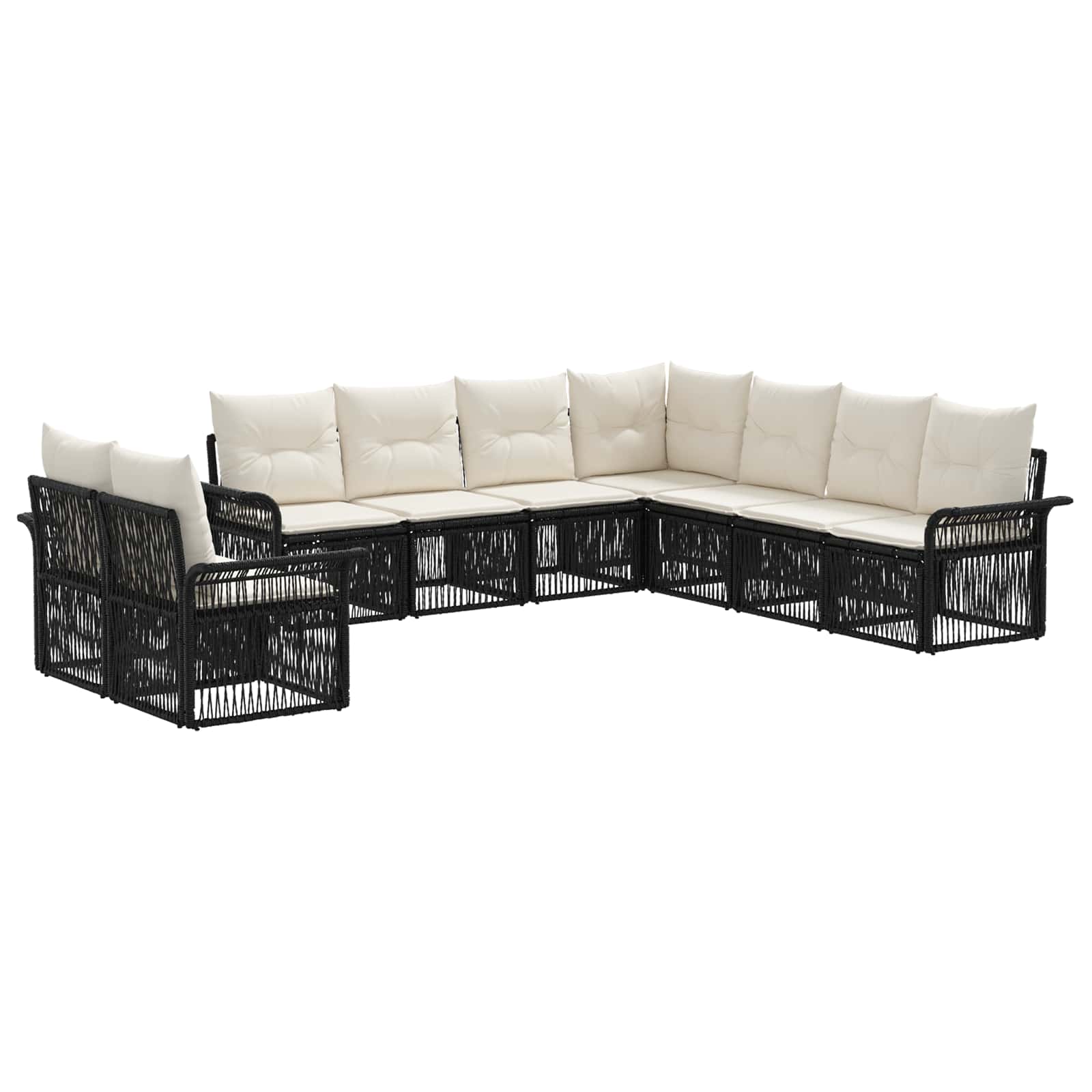 Set Divano da Giardino 9 pcs Nero polyrattan | homemem39
