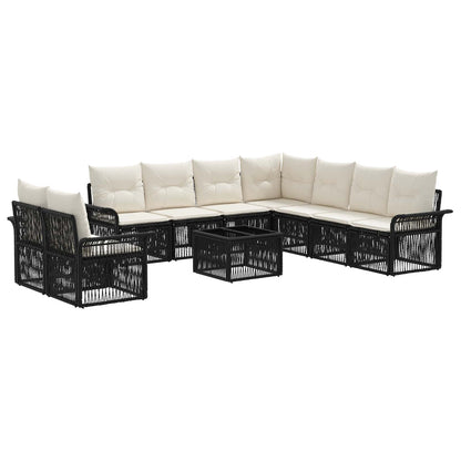 Set Divano da Giardino 10 pcs Nero polyrattan | homemem39