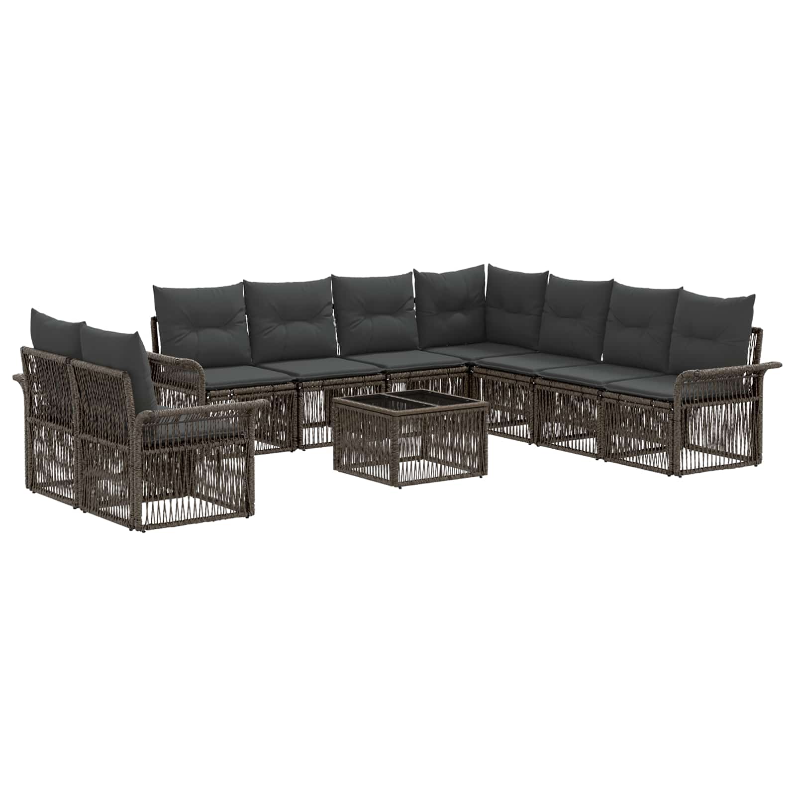 Set Divano da Giardino 10 pcs Grigio polyrattan | homemem39