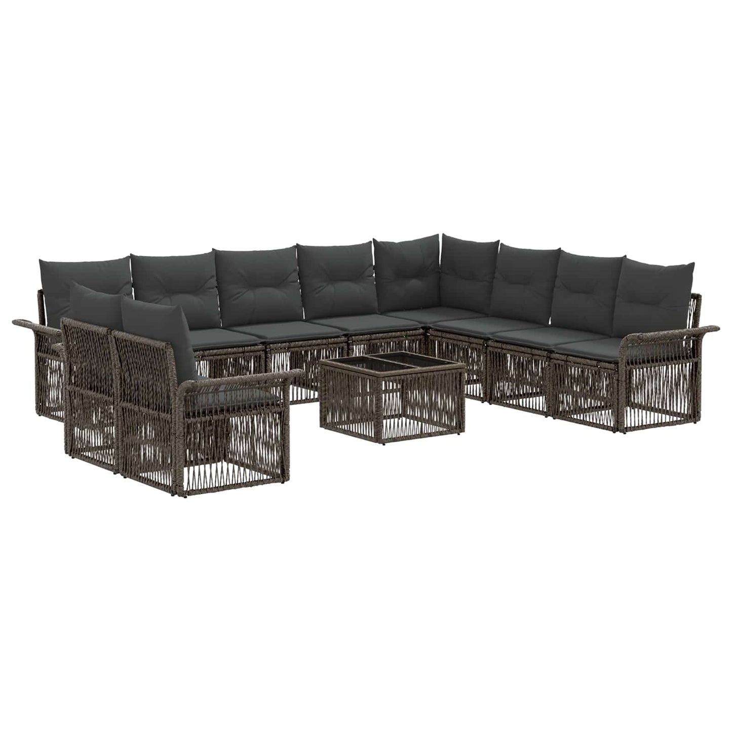 Set Divano da Giardino 11 pcs Grigio polyrattan | homemem39