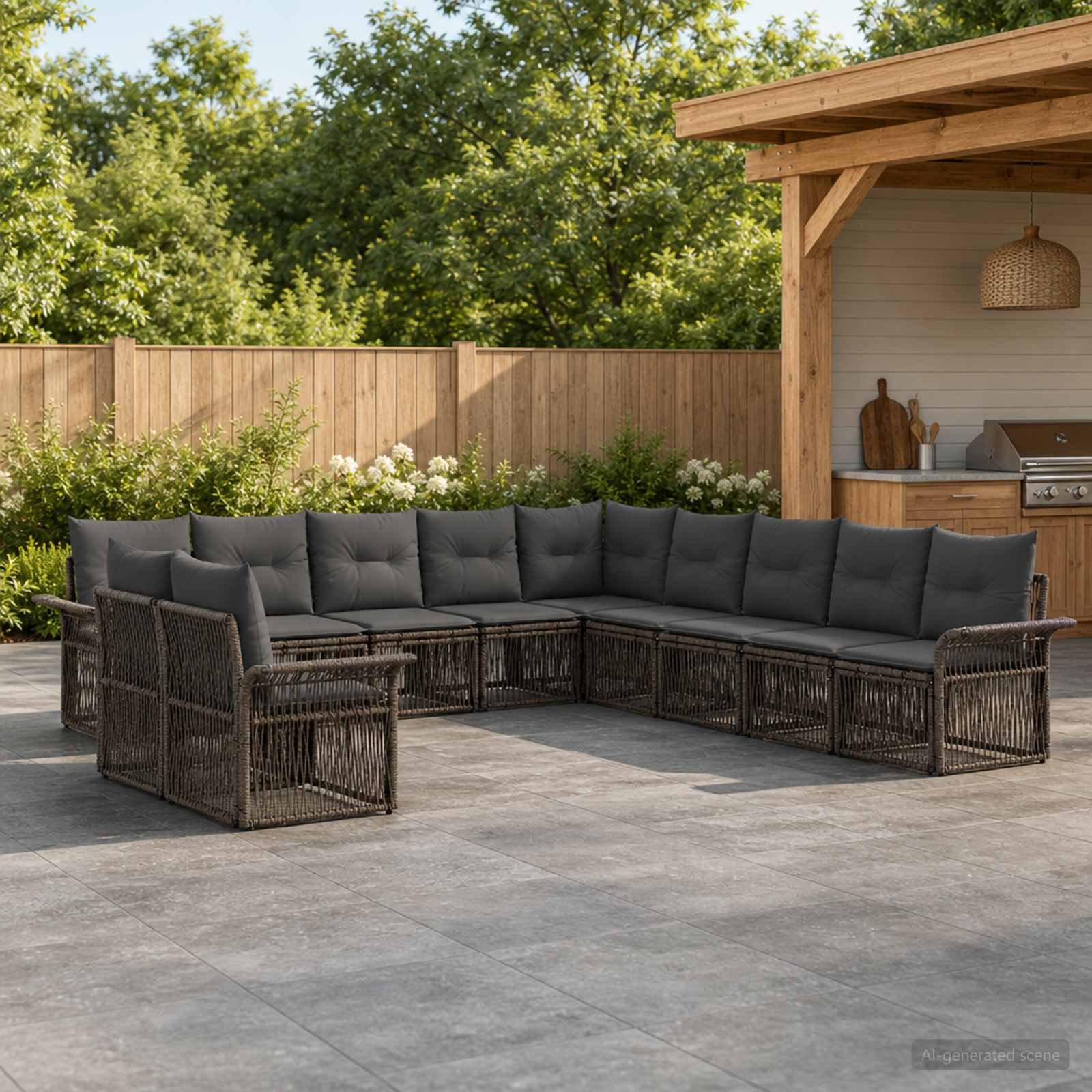Set Divano da Giardino 11 pcs Grigio polyrattan | homemem39