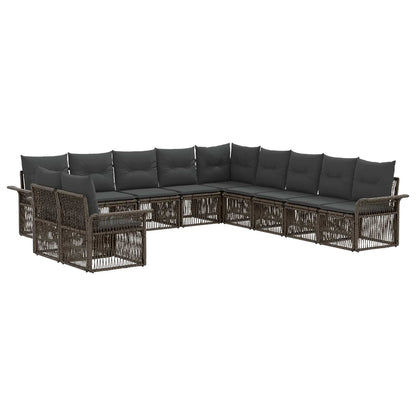 Set Divano da Giardino 11 pcs Grigio polyrattan | homemem39