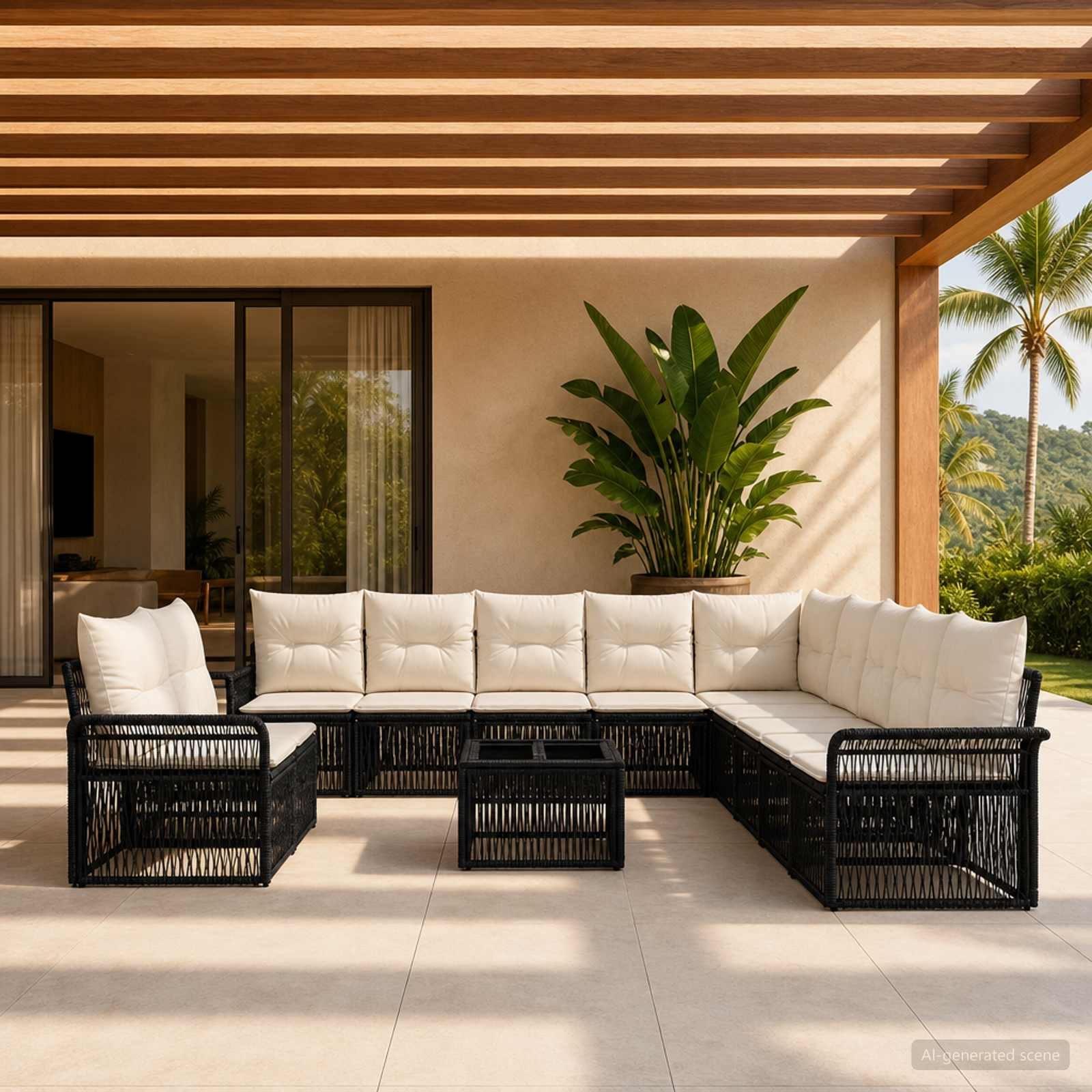 Set Divano da Giardino 12 pcs Nero polyrattan | homemem39
