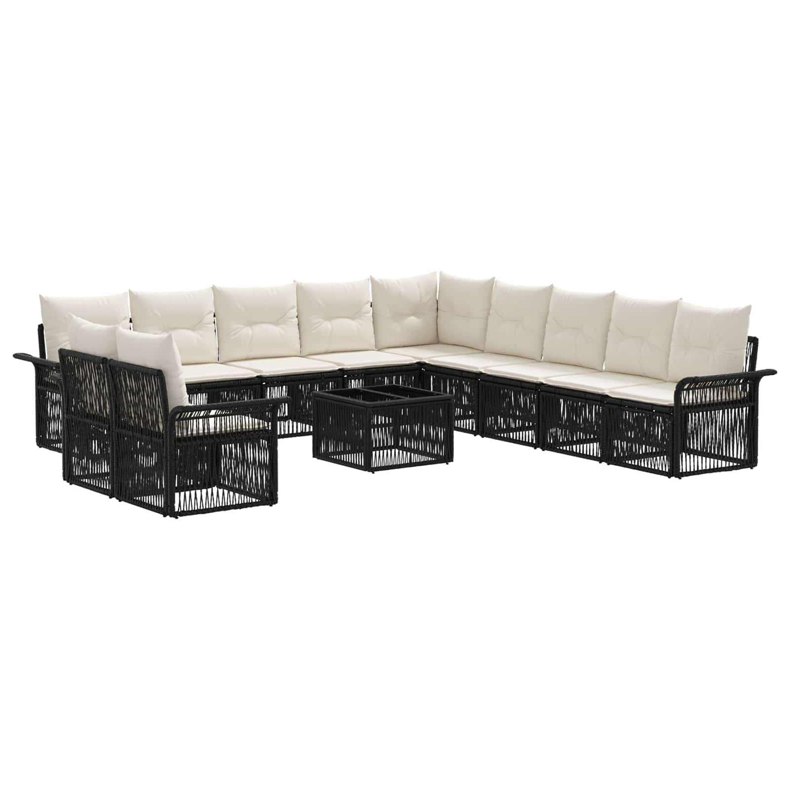 Set Divano da Giardino 12 pcs Nero polyrattan | homemem39