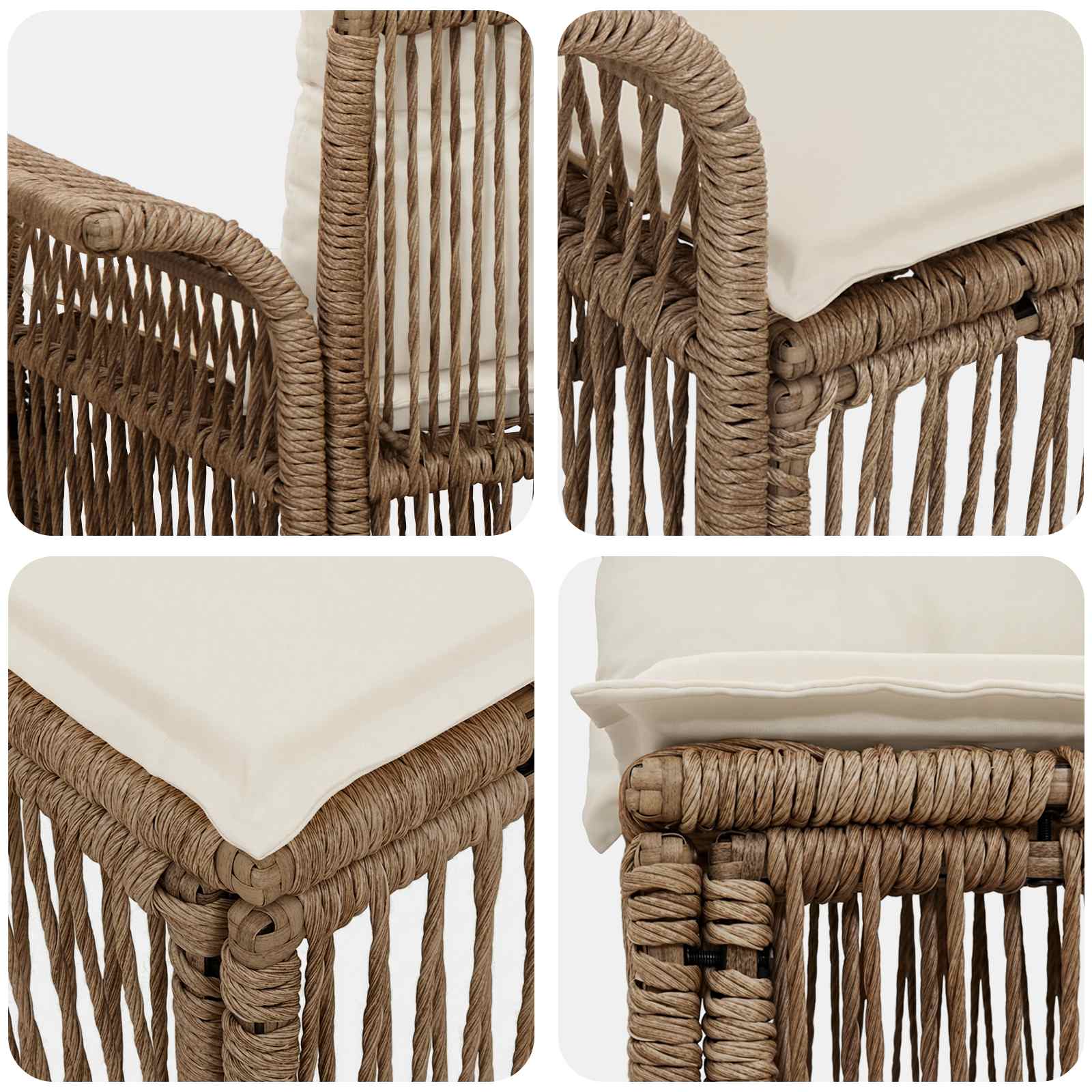 Set Divano da Giardino 7 pz 7-Numero di posti Beige polyrattan | homemem39