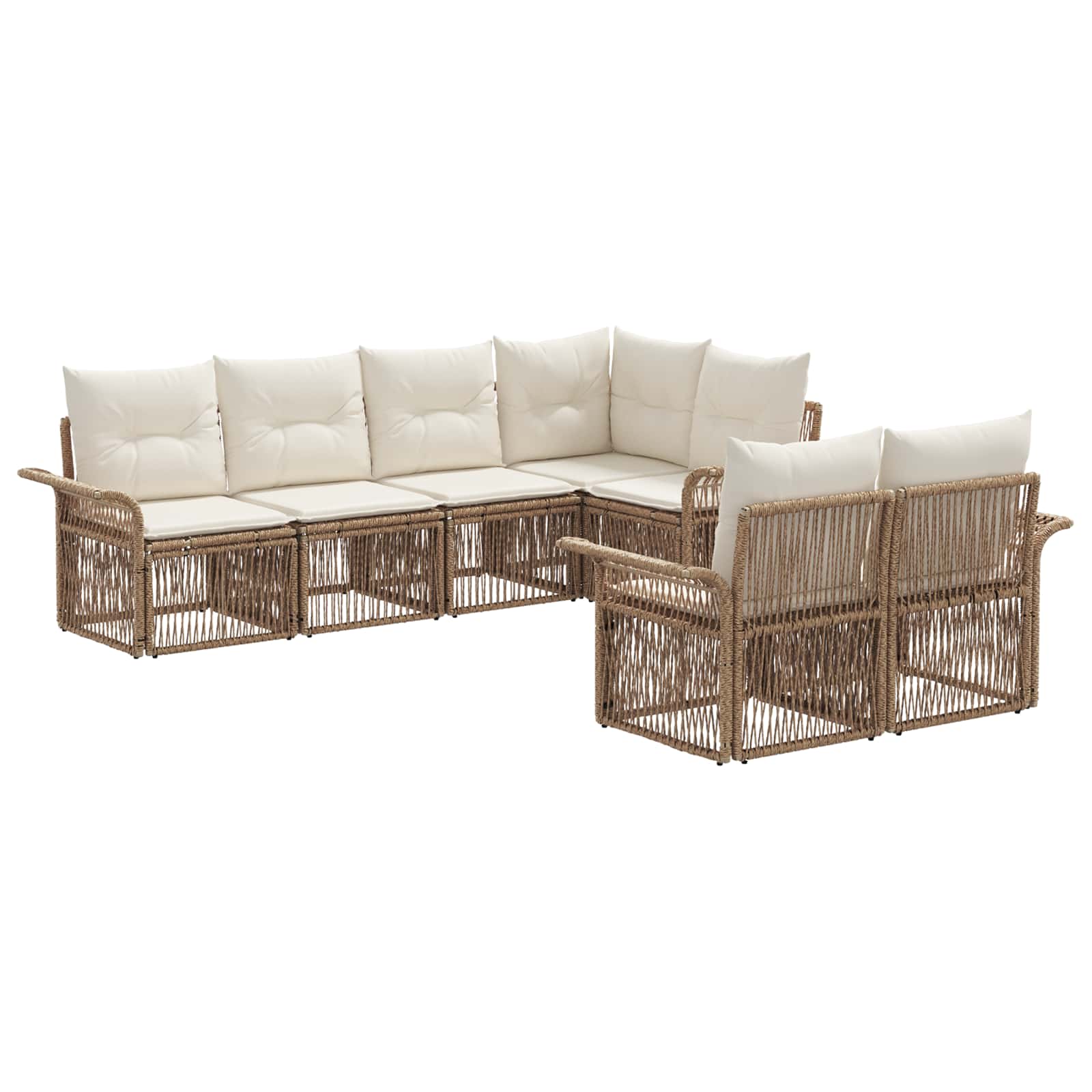 Set Divano da Giardino 7 pz 7-Numero di posti Beige polyrattan | homemem39