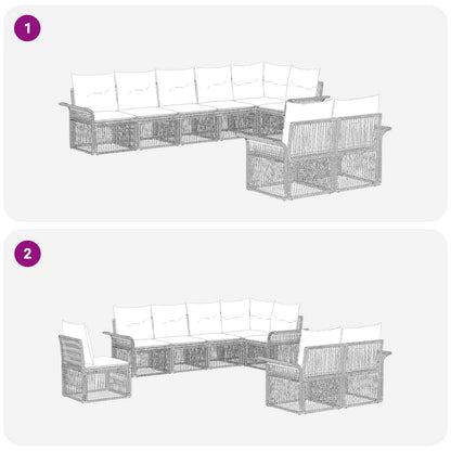 Set Divano da Giardino 8 pcs Grigio polyrattan | homemem39