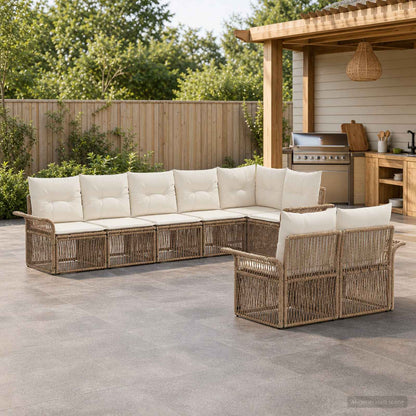 Set Divano da Giardino 8 pcs Beige polyrattan | homemem39