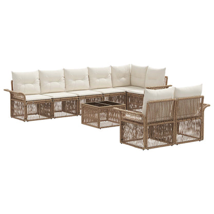 Set Divano da Giardino 9 pcs Beige polyrattan | homemem39