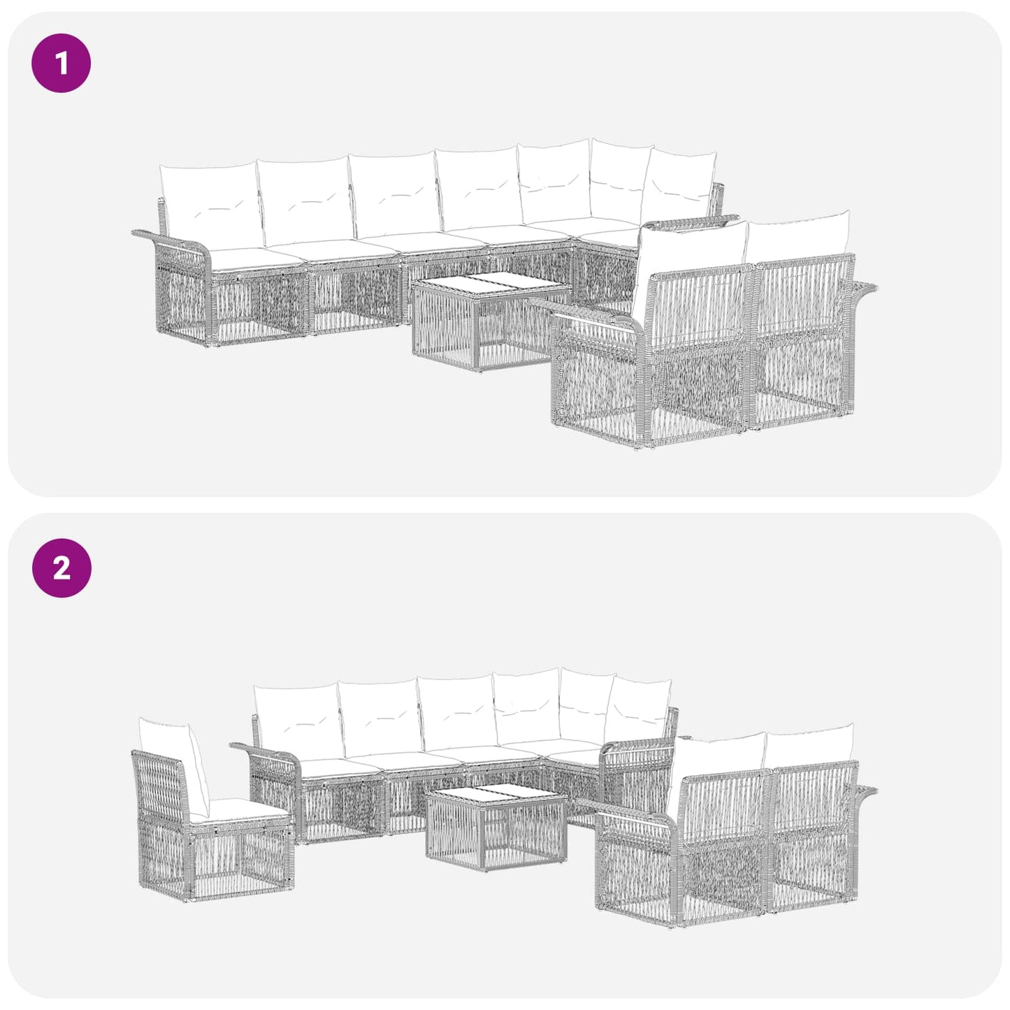 Set Divano da Giardino 9 pcs Beige polyrattan | homemem39