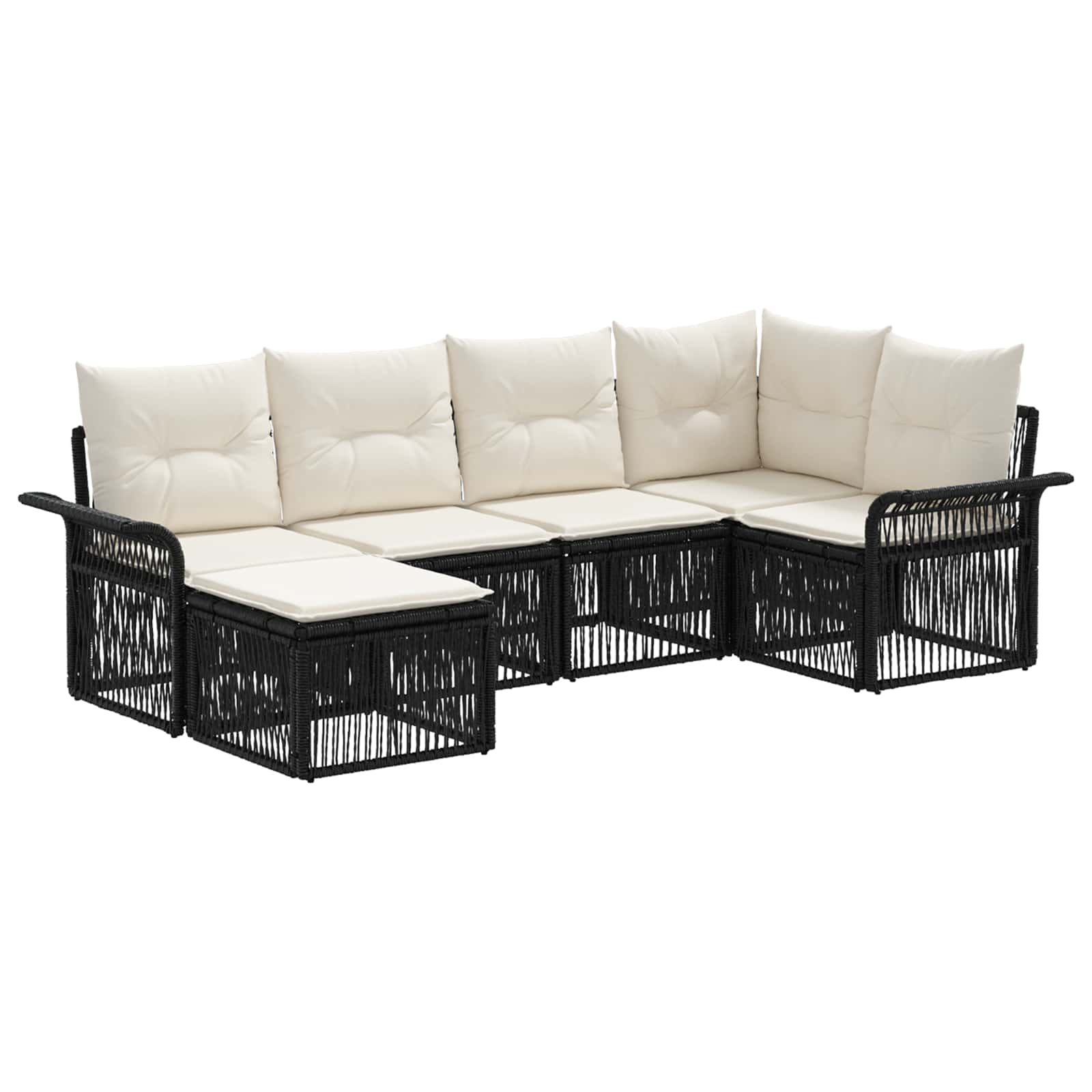 Set Divano da Giardino 6 pcs Nero polyrattan | homemem39