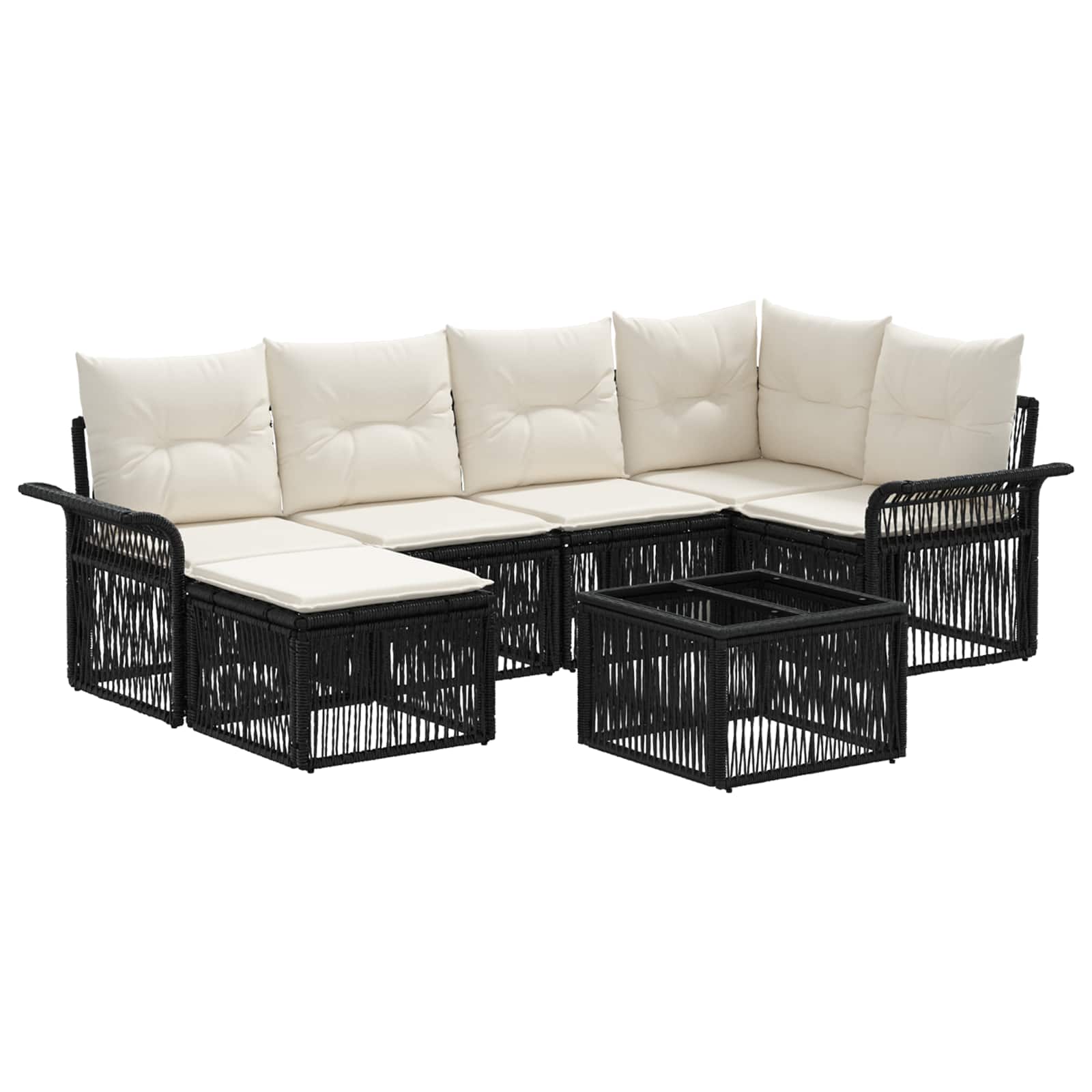 Set Divano da Giardino 7 pcs Nero polyrattan | homemem39