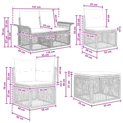 Set Divano da Giardino 7 pcs Grigio polyrattan | homemem39