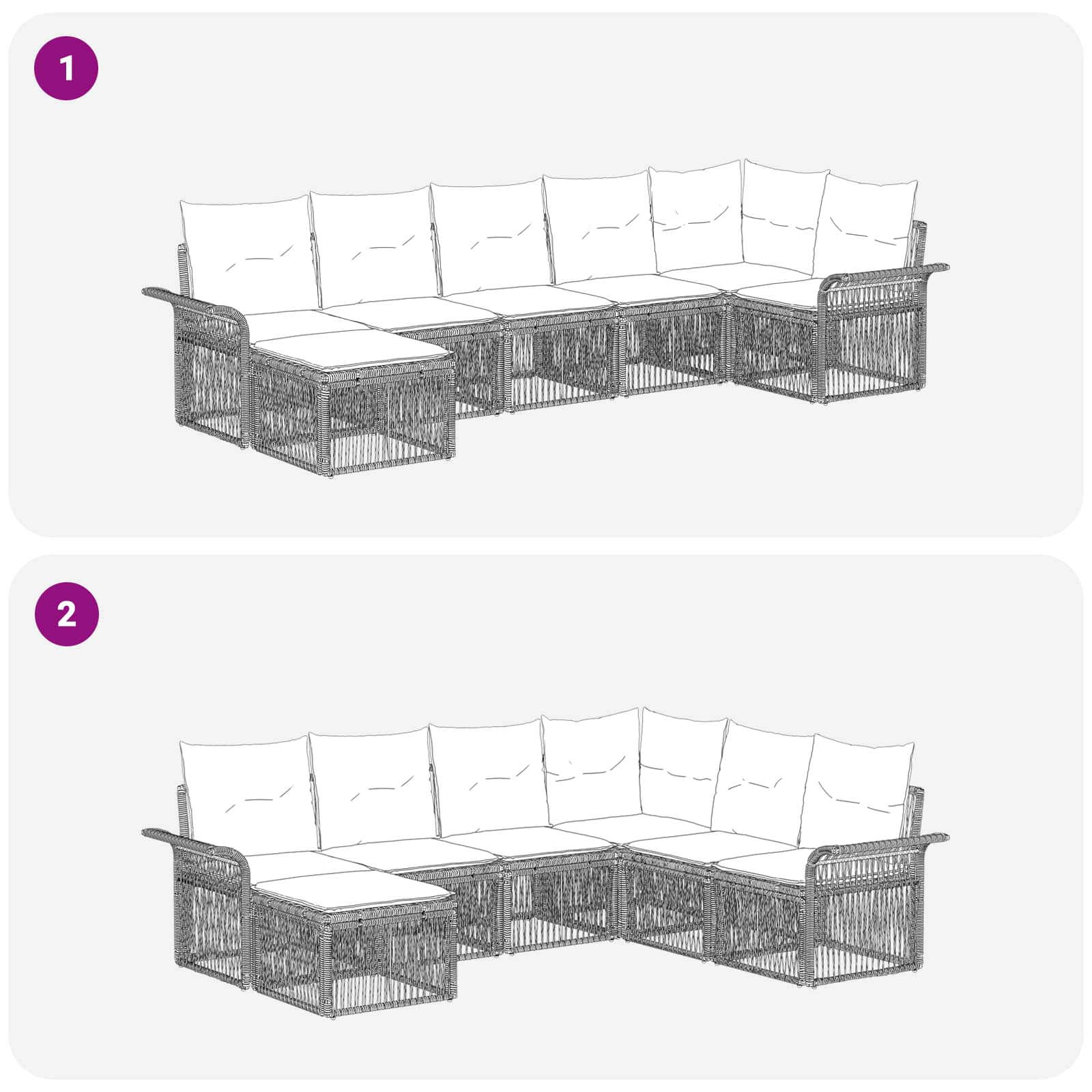 Set Divano da Giardino 7 pcs Grigio polyrattan | homemem39