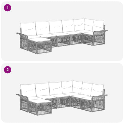 Set Divano da Giardino 7 pcs Grigio polyrattan | homemem39